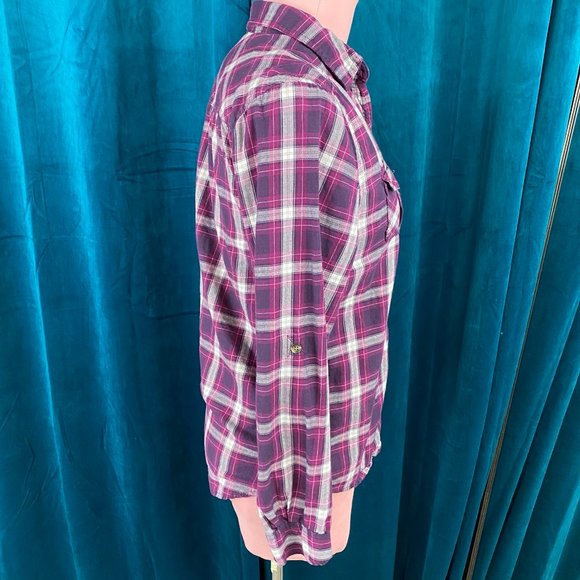 Merona Plaid Button Up Long Sleeve Shirt Purple - Picture 3 of 6